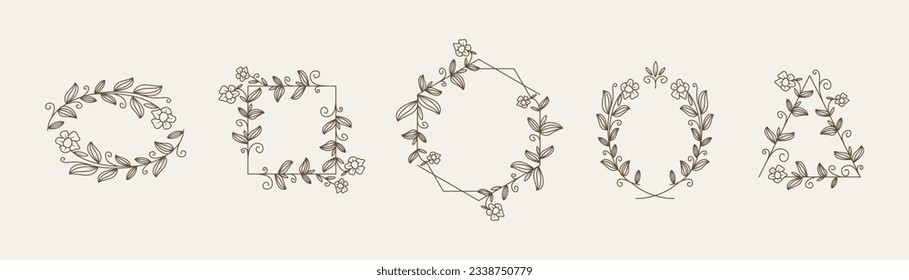 Vector Hand drawn floral frame for labels, wedding invitation by yuemartic