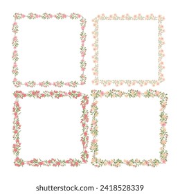 Vector hand drawn floral frame collection.