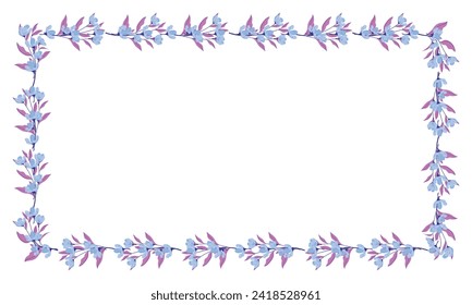 Marco floral dibujado a mano con vectores sobre fondo blanco.