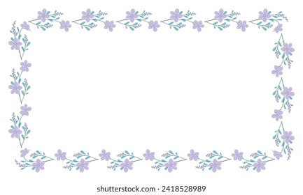 Vector hand drawn floral frame on white background.