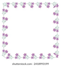 Vector hand drawn floral frame on white background.