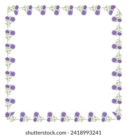 Marco floral dibujado a mano con vectores sobre fondo blanco.