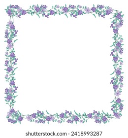 Marco floral dibujado a mano con vectores sobre fondo blanco.