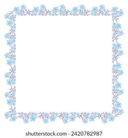 Vector hand drawn floral frame on white background.