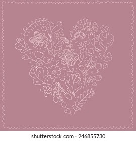 Vector Hand drawn Floral Heart Illustration