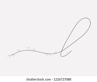 Vector Hand Drawn floral L monogram or logo. Lowercase Hand Lettering Letter L with Flowers and Branches. Wildflowers. Floral Design