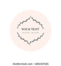 Vector Hand Drawn Floral Logo Template. with Doodle Flowers and Branches. Flowered Design Elements. Brand Identity