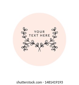 Vector Hand Drawn Floral Logo Template. with Doodle Flowers and Branches. Flowered Design Elements. Brand Identity