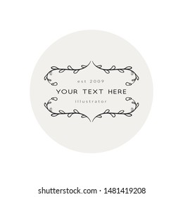 Vector Hand Drawn Floral Logo Template. with Doodle Flowers and Branches. Flowered Design Elements. Brand Identity
