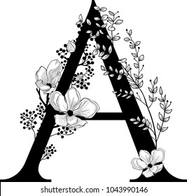 Vector Hand Drawn Floral Monogram Logo Stock Vector (Royalty Free ...