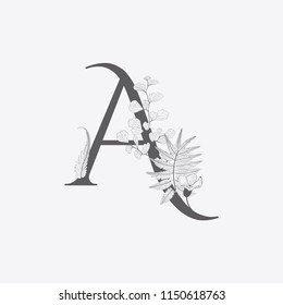 Vector Hand Drawn Floral Monogram Logo Stock Vector (Royalty Free ...