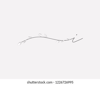 Vector Hand Drawn floral I monogram or logo. Lowercase Hand Lettering Letter I with Flowers and Branches. Wildflowers. Floral Design