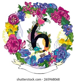 Vector hand drawn Floral number with vintage amazing flowers! Number "6" Perfect for backgrounds of flyers, posters, invitations, cards, webs graphics, blogs, banners, and more.