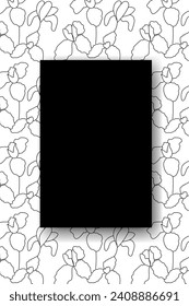 Vector. Hand drawn floral pattern. Vertical background, copy space for text. Template for postcard, wedding and party invitation, flyer, cover, brochure, social media post, magazine, poster, banner.