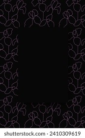 Vector. Hand drawn floral pattern. Vertical background, copy space for text. Template for postcard, wedding and party invitation, flyer, cover, brochure, social media post, magazine, poster, banner.