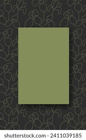 Vector. Hand drawn floral pattern. Vertical background, copy space for text. Template for postcard, wedding and party invitation, flyer, cover, brochure, social media post, magazine, poster, banner.