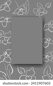 Vector. Hand drawn floral pattern. Vertical background, copy space for text. Template for postcard, wedding and party invitation, flyer, cover, brochure, social media post, magazine, poster, banner.