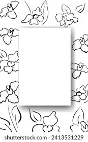 Vector. Patrón floral dibujado a mano. Fondo vertical, copia espacio para texto. Plantilla para postal, boda e invitación a fiesta, volante, portada, folleto, publicación en medios sociales, revista, afiche, banner.