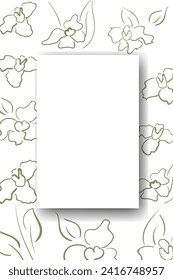 Vector. Hand drawn floral pattern. Vertical background, copy space for text. Template for postcard, wedding and party invitation, flyer, cover, brochure, social media post, magazine, poster, banner.