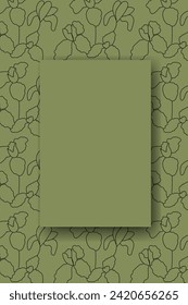 Vector. Hand drawn floral pattern. Vertical background, copy space for text. Template for postcard, wedding and party invitation, flyer, cover, brochure, social media post, magazine, poster, banner.