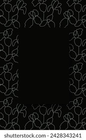 Vector. Hand drawn floral pattern. Vertical background, copy space for text. Template for postcard, wedding and party invitation, flyer, cover, brochure, social media post, magazine, poster, banner.
