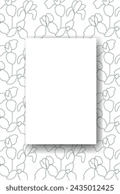 Vector. Hand drawn floral pattern. Vertical background, copy space for text. Template for postcard, wedding and party invitation, flyer, cover, brochure, social media post, magazine, poster, banner.