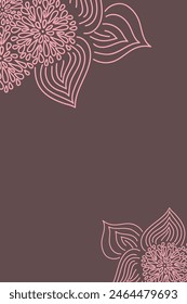 Vector. Hand drawn floral pattern. Vertical background, copy space for text. Template for postcard, wedding and party invitation, flyer, cover, brochure, social media post, magazine, poster, banner.