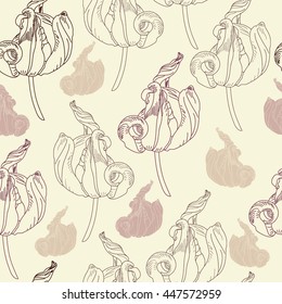  Vector hand drawn floral pattern.