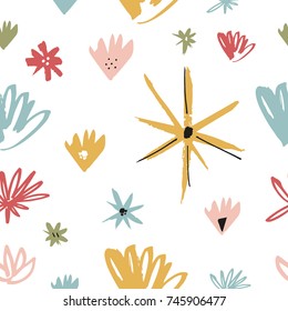 Vector hand drawn floral pattern.