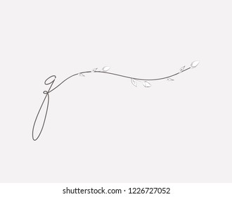 Vector Hand Drawn floral Q monogram or logo. Lowercase Hand Lettering Letter Q with Flowers and Branches. Wildflowers. Floral Design