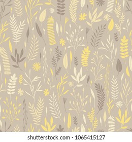 Vector hand drawn floral seamless pattern and backdrop. Elegant plant background. Intricate modern summer and spring flower illustration set.