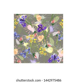 Vector hand drawn floral seamless pattern and backdrop. Elegant plant background. Intricate modern summer and spring flower illustration 