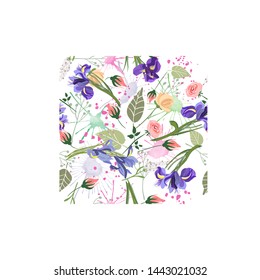 Vector hand drawn floral seamless pattern and backdrop. Elegant plant background. Intricate modern summer and spring flower illustration