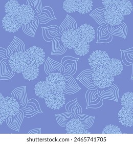 Vector. Hand drawn floral seamless pattern with flowers and leaves. Botanical print can be used for surface textures, wallpaper, pattern fills, web page background, wrapping for gifting, textile.