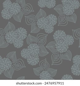 Vector. Dibujado a mano floral sin patrón con flores y hojas. El estampado botánico se puede utilizar para texturas de superficie, Fondo de pantalla, rellenos de patrones, fondo de página de Web, envoltura para regalos, textiles.