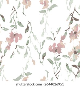 Vector dibujado a mano patrón floral sin fisuras y telón de fondo. Fondo de planta elegante. Intrincada ilustración moderna de flores de verano y primavera