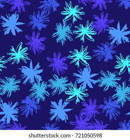 Vector hand drawn floral seamless pattern. Grunge lines.