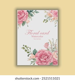 Vector hand drawn floral wedding invitation card