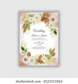 Vector hand drawn floral wedding invitation card