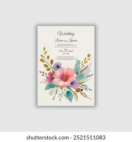 Vektor handgezeichnete florale Hochzeit Einladungskarte