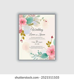 Vector hand drawn floral wedding invitation card