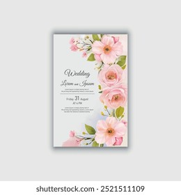 Vector hand drawn floral wedding invitation card