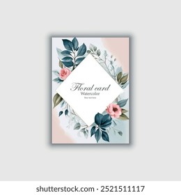 Vector hand drawn floral wedding invitation card