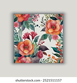 Vector hand drawn floral wedding invitation card
