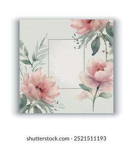 Vector hand drawn floral wedding invitation card
