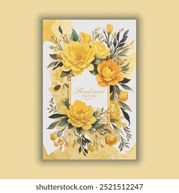 Vector hand drawn floral wedding invitation card