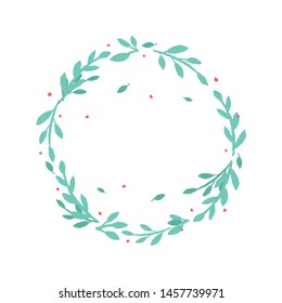 Vector hand drawn floral wreath.