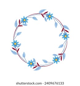 Vector hand drawn floral wreath on white background.