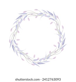 Ilustración de la corona floral dibujada a mano del vector sobre blanco.
