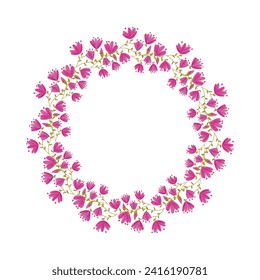 Vector hand drawn floral wreath on white background.